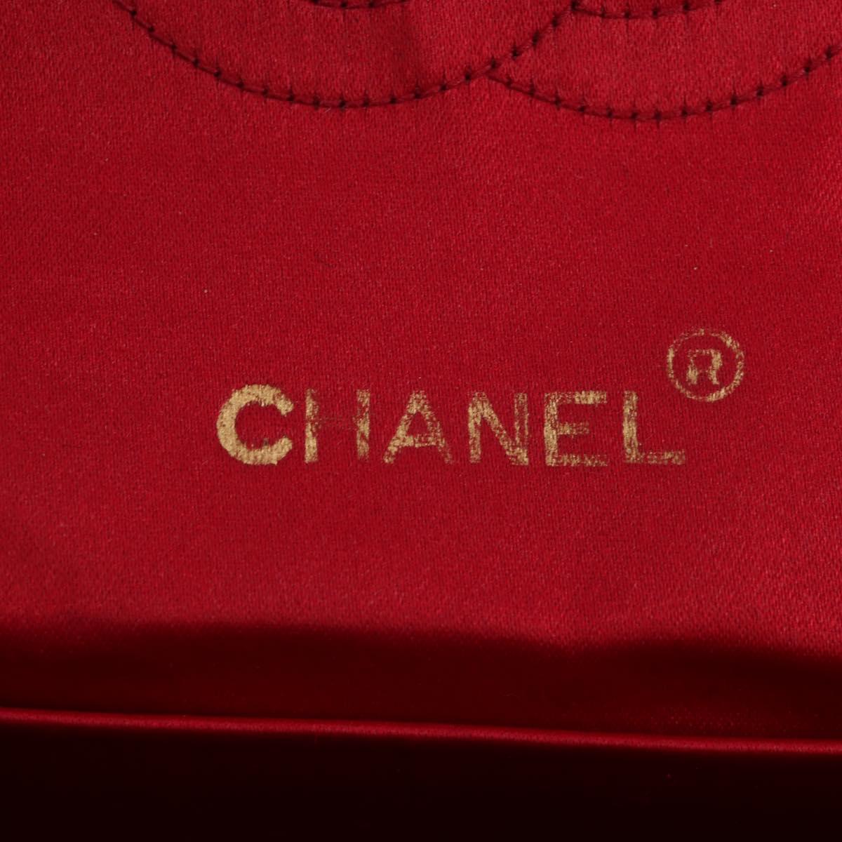 CHANEL Matelasse Chain Shoulder Bag Satin Red Gold CC Auth 195562V