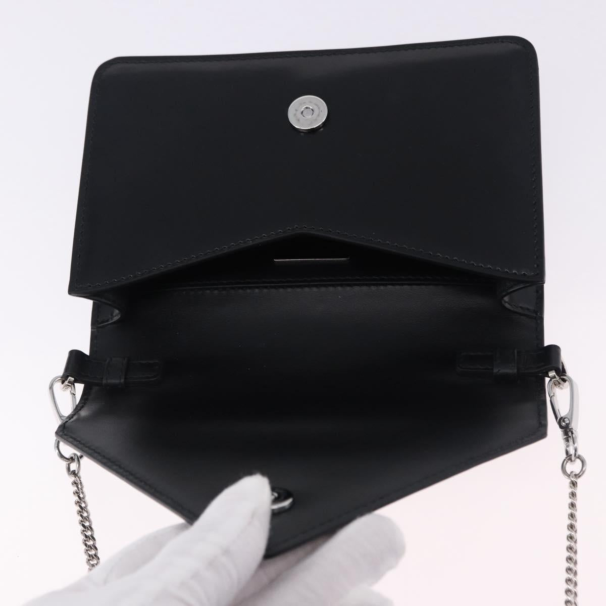 PRADA Chain Shoulder Bag Patent leather Black Silver Auth 195563SAV