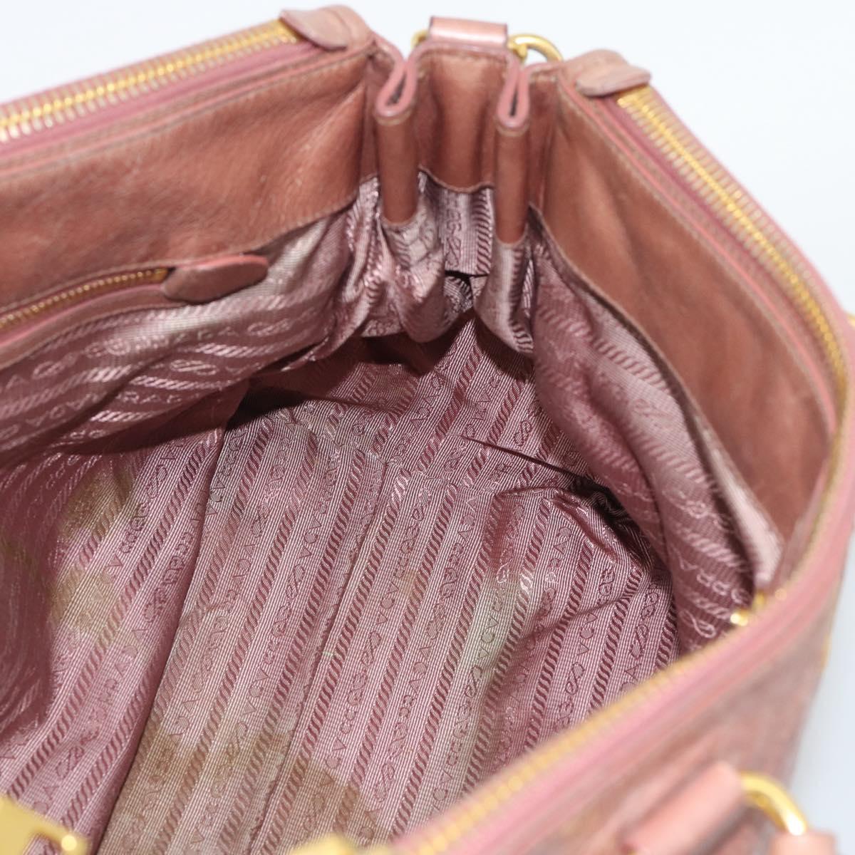 PRADA Hand Bag Leather 2way Pink Gold Auth 195564A