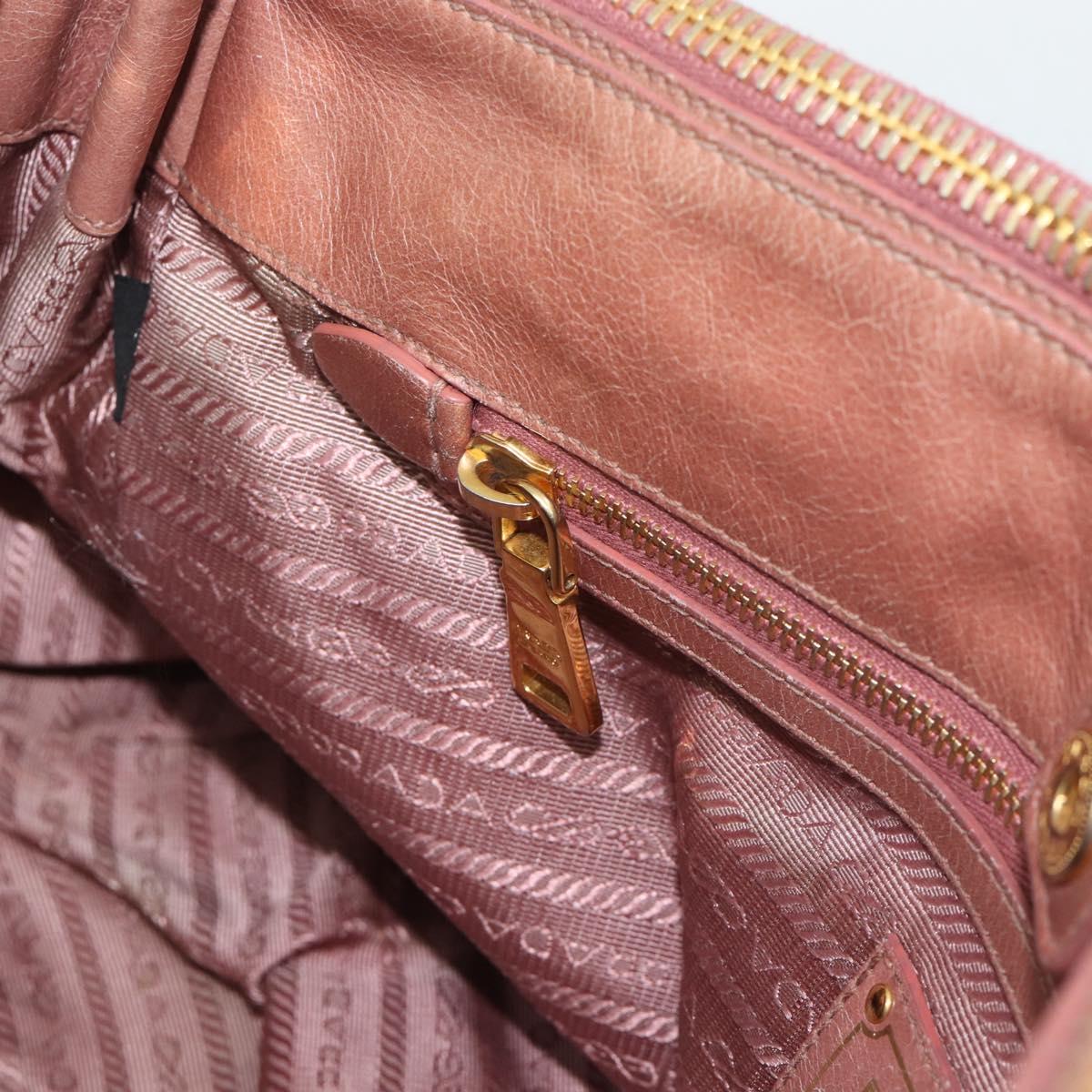 PRADA Hand Bag Leather 2way Pink Gold Auth 195564A