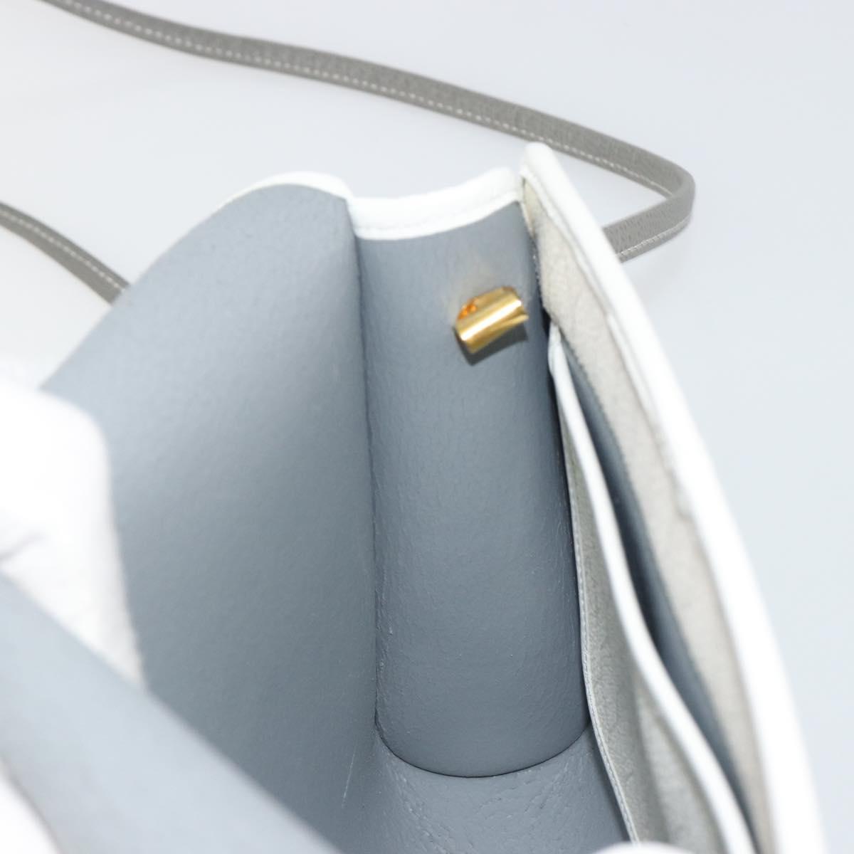 Christian Dior Honeycomb Canvas Shoulder Bag PVC White Gold Auth 195565