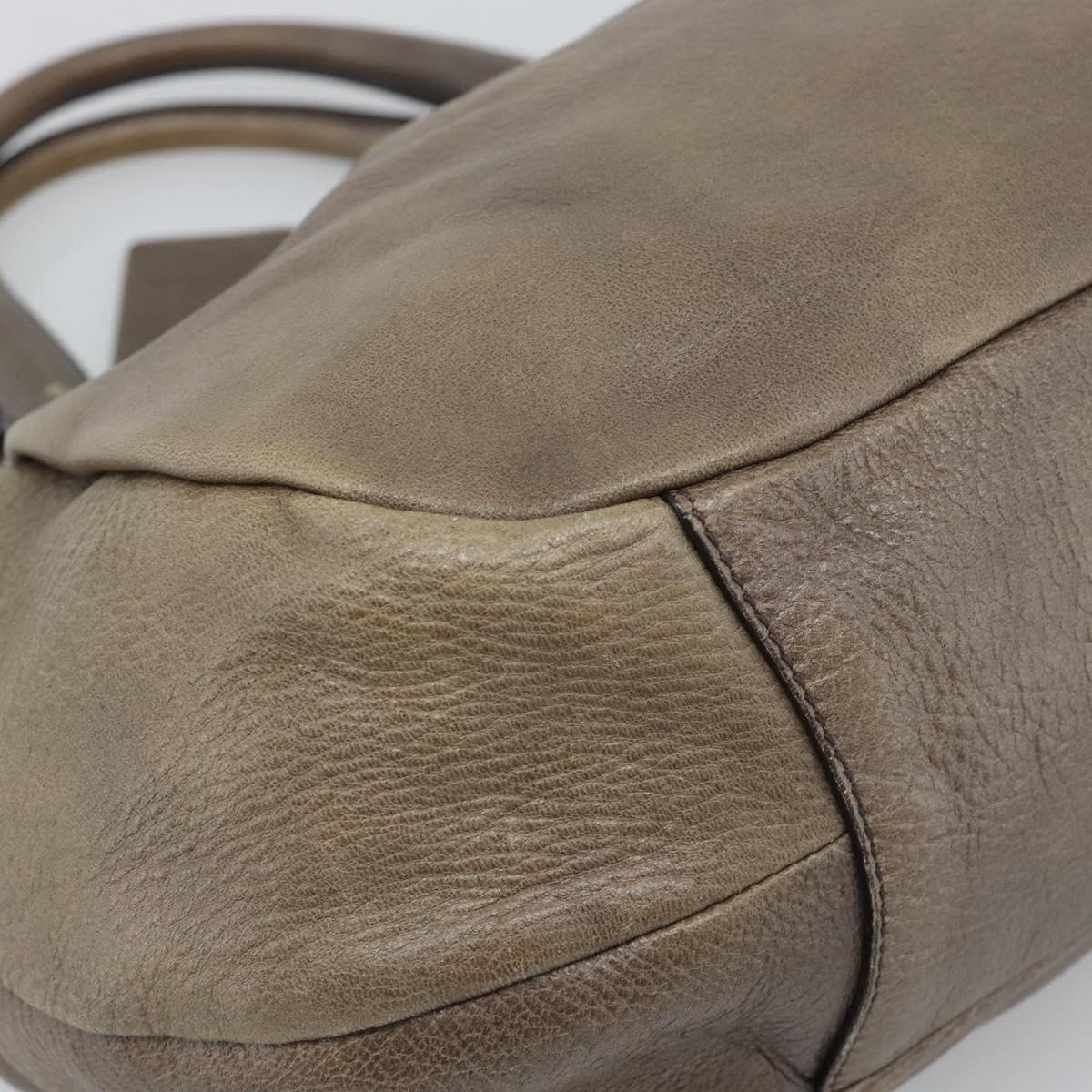 PRADA Hand Bag Vittero Dino Leather Brown Silver Auth 195567A
