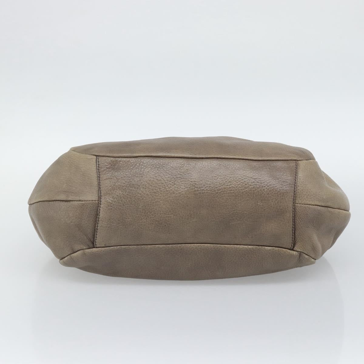 PRADA Hand Bag Vittero Dino Leather Brown Silver Auth 195567A
