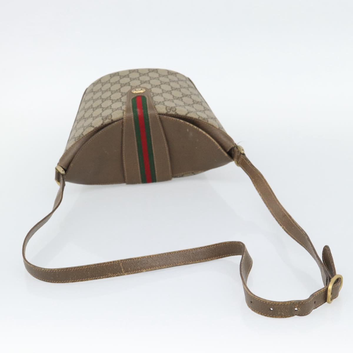 GUCCI GG Supreme Web Sherry Line Bag PVC Beige Gold 904 02 081 Auth 195570