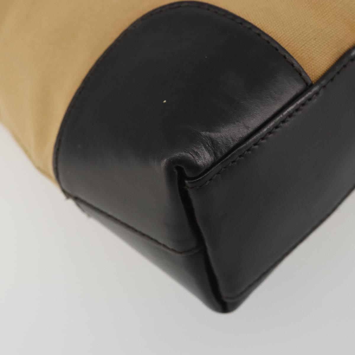 GUCCI Web Sherry Line Shoulder Bag Canvas Beige Gold Auth 195574A