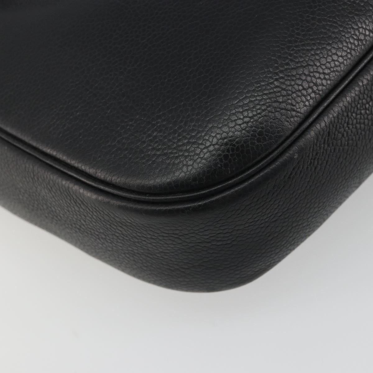 Christian Dior Tote Bag Leather Black Gold Auth 195576A