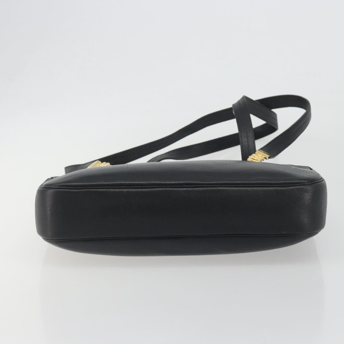 Christian Dior Tote Bag Leather Black Gold Auth 195576A