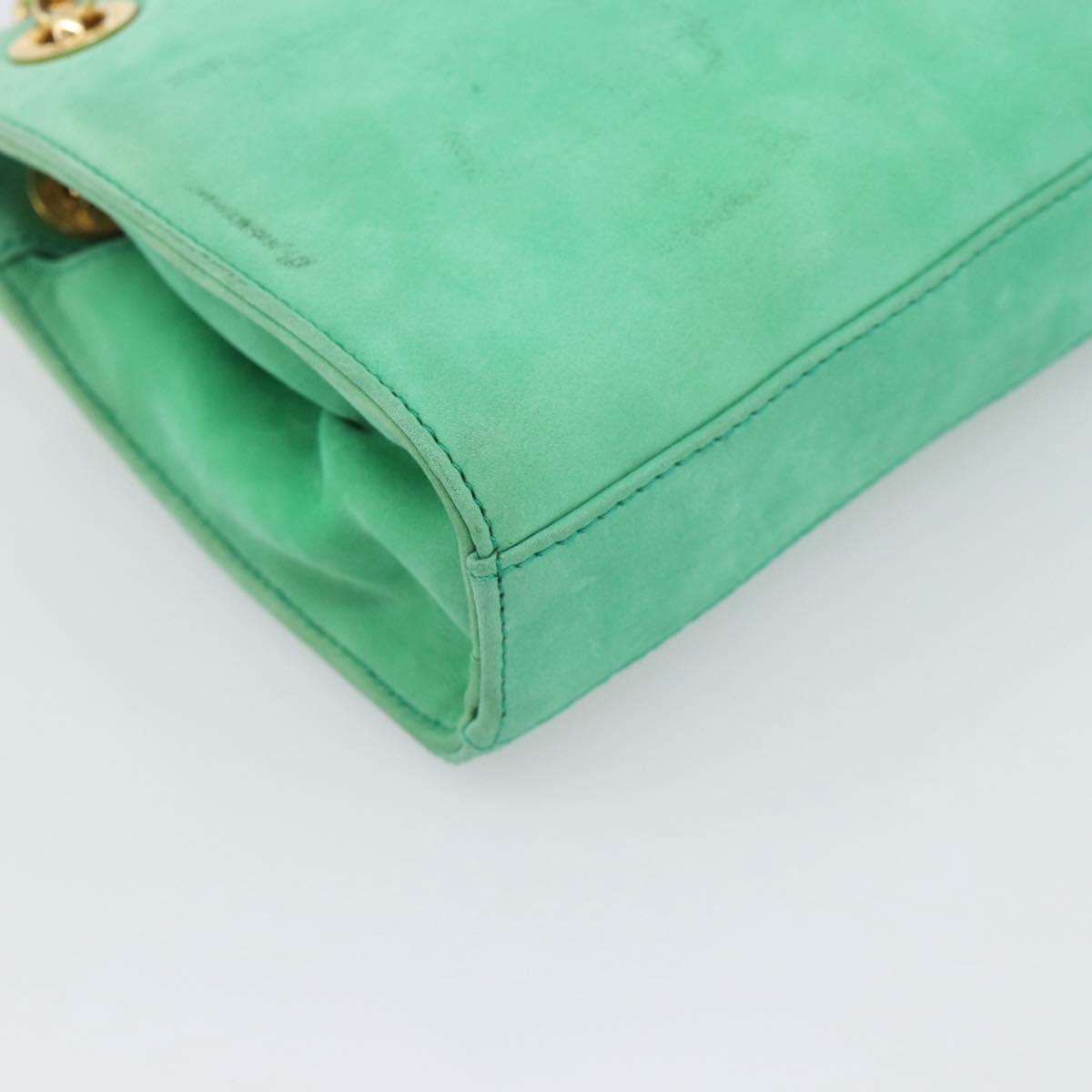TIFFANY&Co. Chain Shoulder Bag Suede Green Gold Auth 195577
