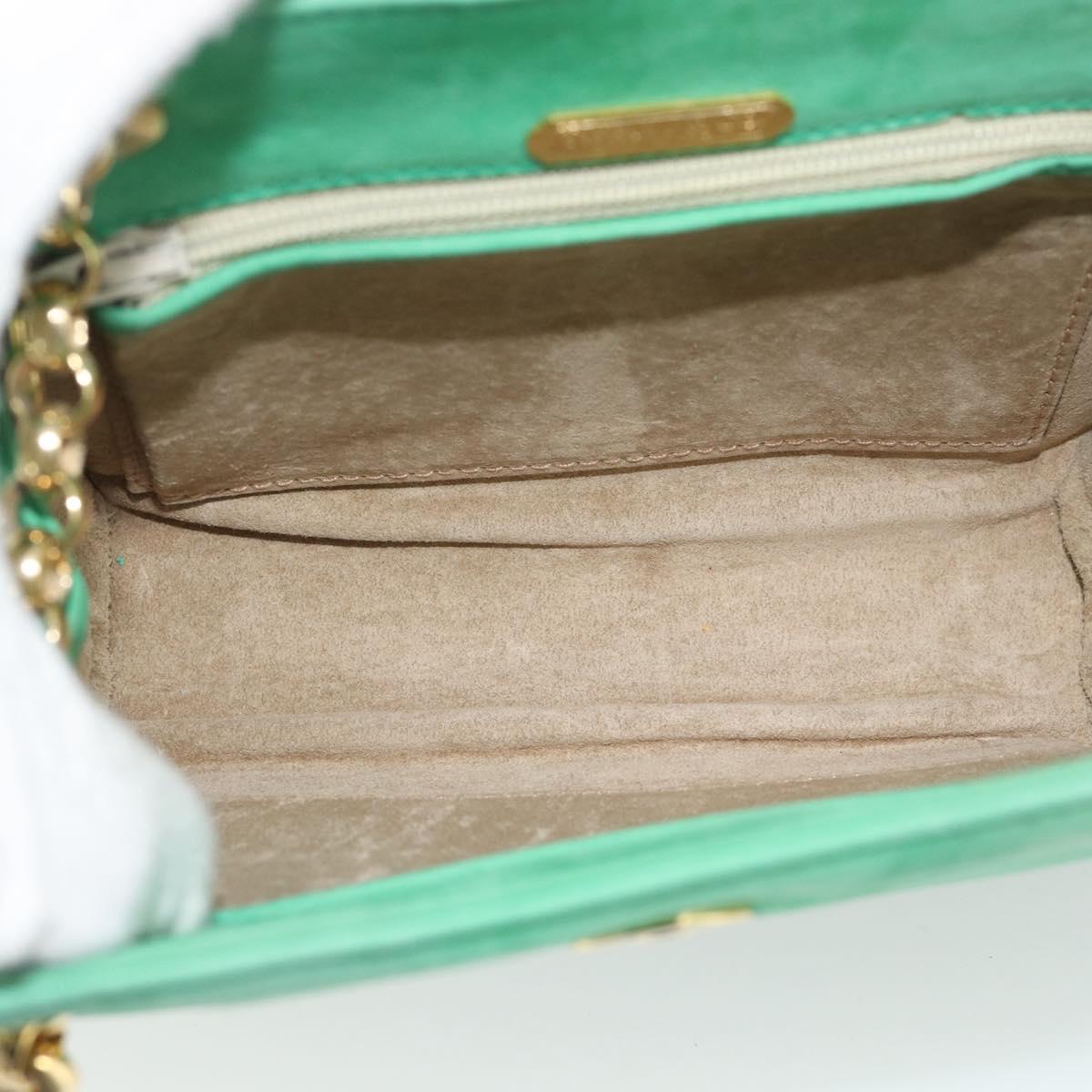 TIFFANY&Co. Chain Shoulder Bag Suede Green Gold Auth 195577