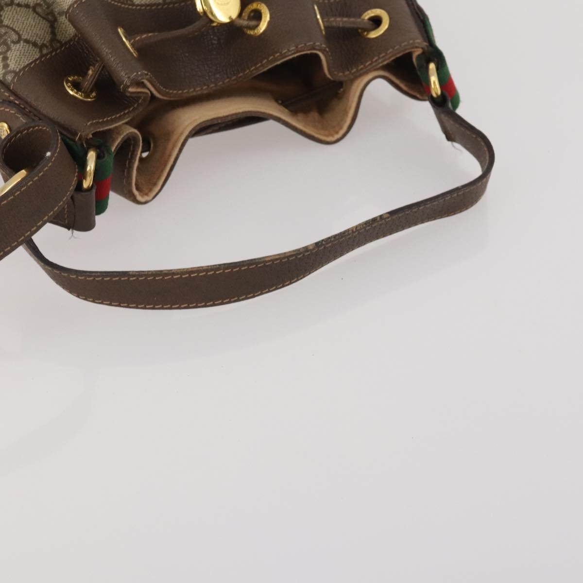 GUCCI GG Supreme Web Sherry Line Bag PVC Beige Gold 41 02 034 Auth 195578