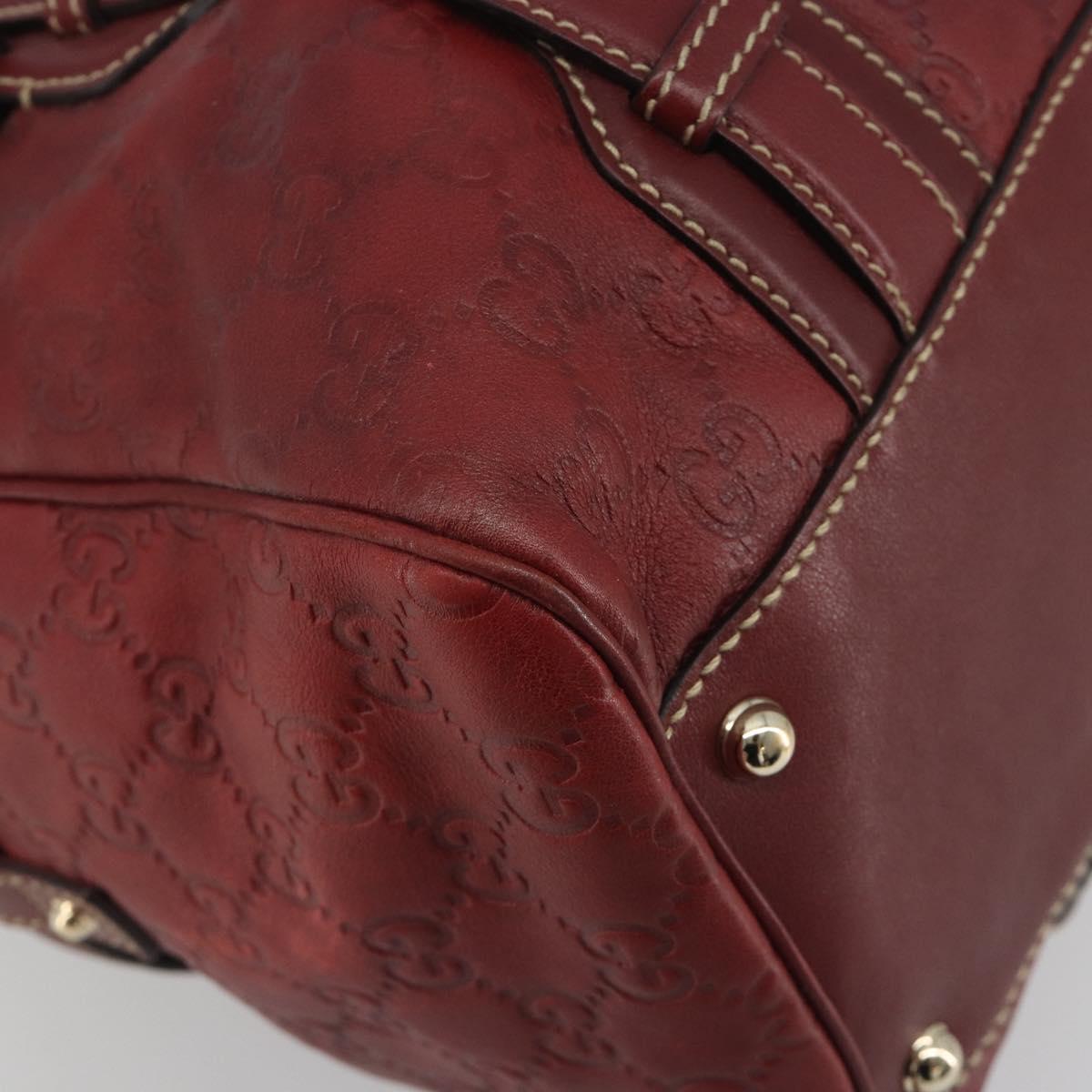GUCCI GG Canvas Guccissima Boston Bag Leather Red Gold 163290 Auth 195581A