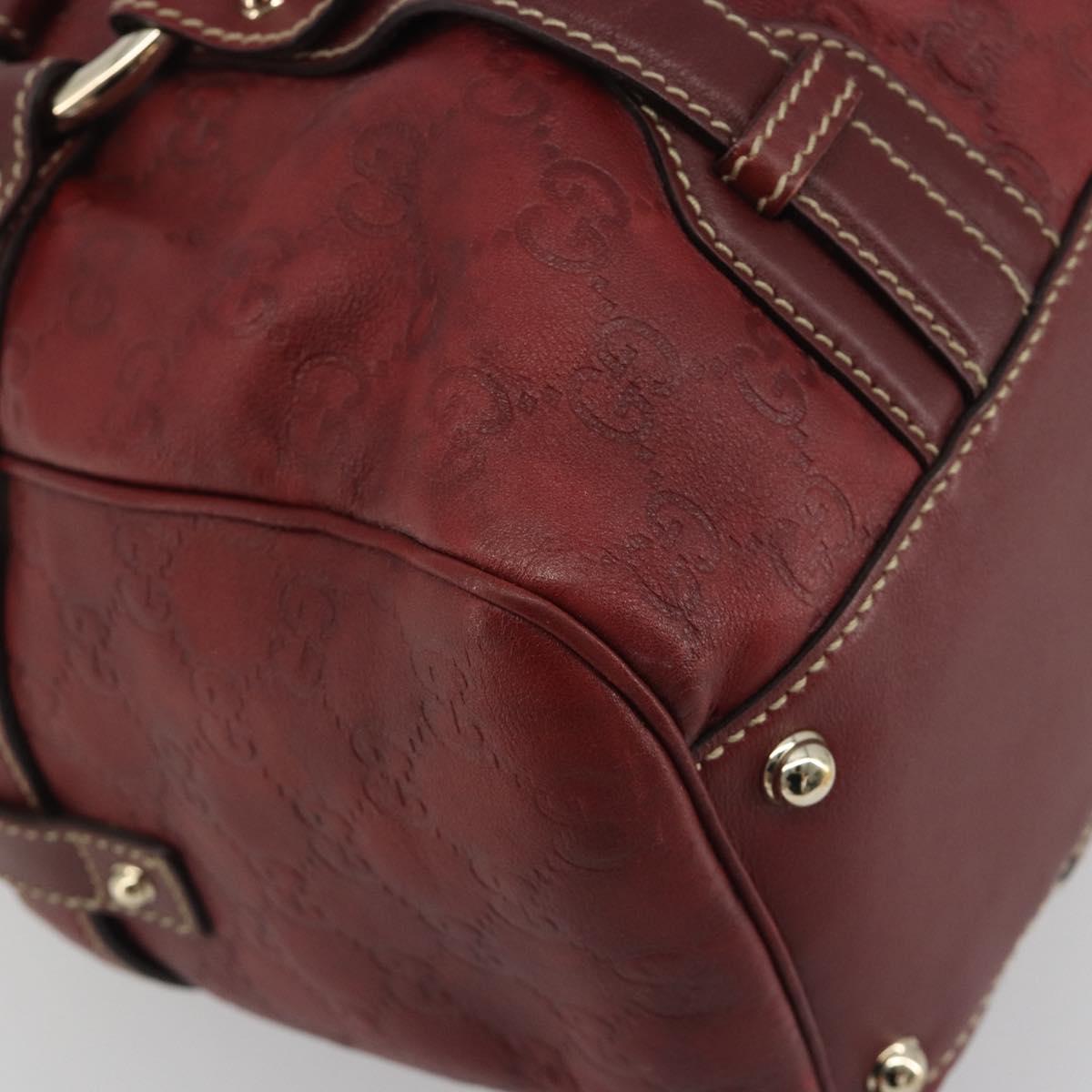 GUCCI GG Canvas Guccissima Boston Bag Leather Red Gold 163290 Auth 195581A