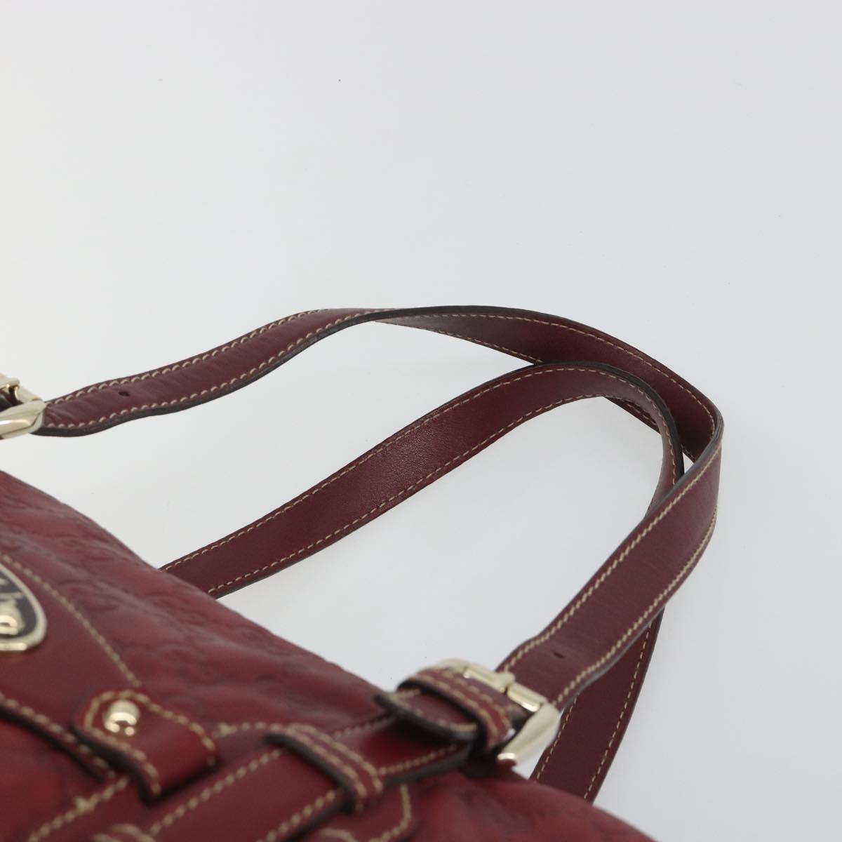 GUCCI GG Canvas Guccissima Boston Bag Leather Red Gold 163290 Auth 195581A