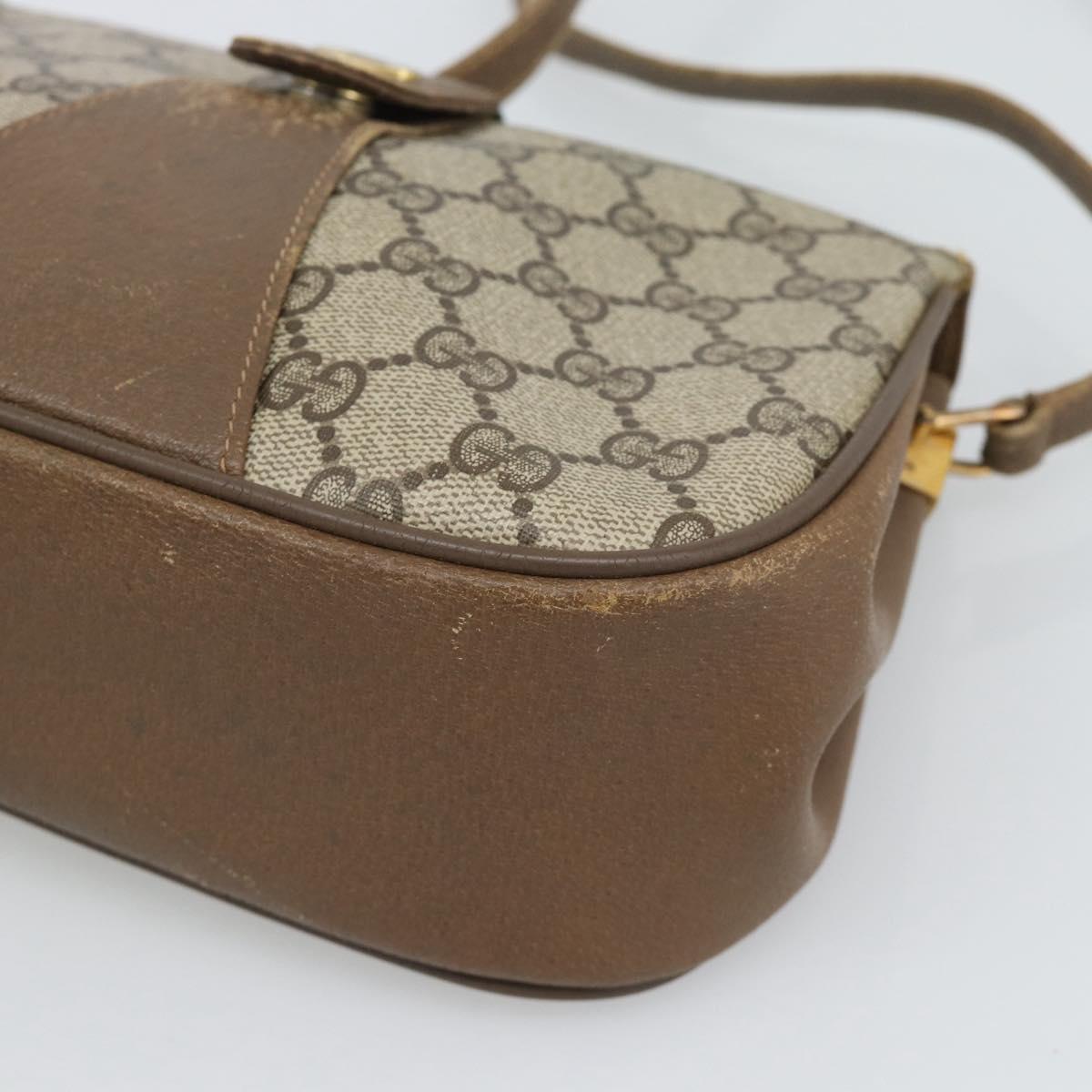 GUCCI GG Supreme Web Sherry Line Bag PVC Beige Gold 116 02 024 Auth 195582