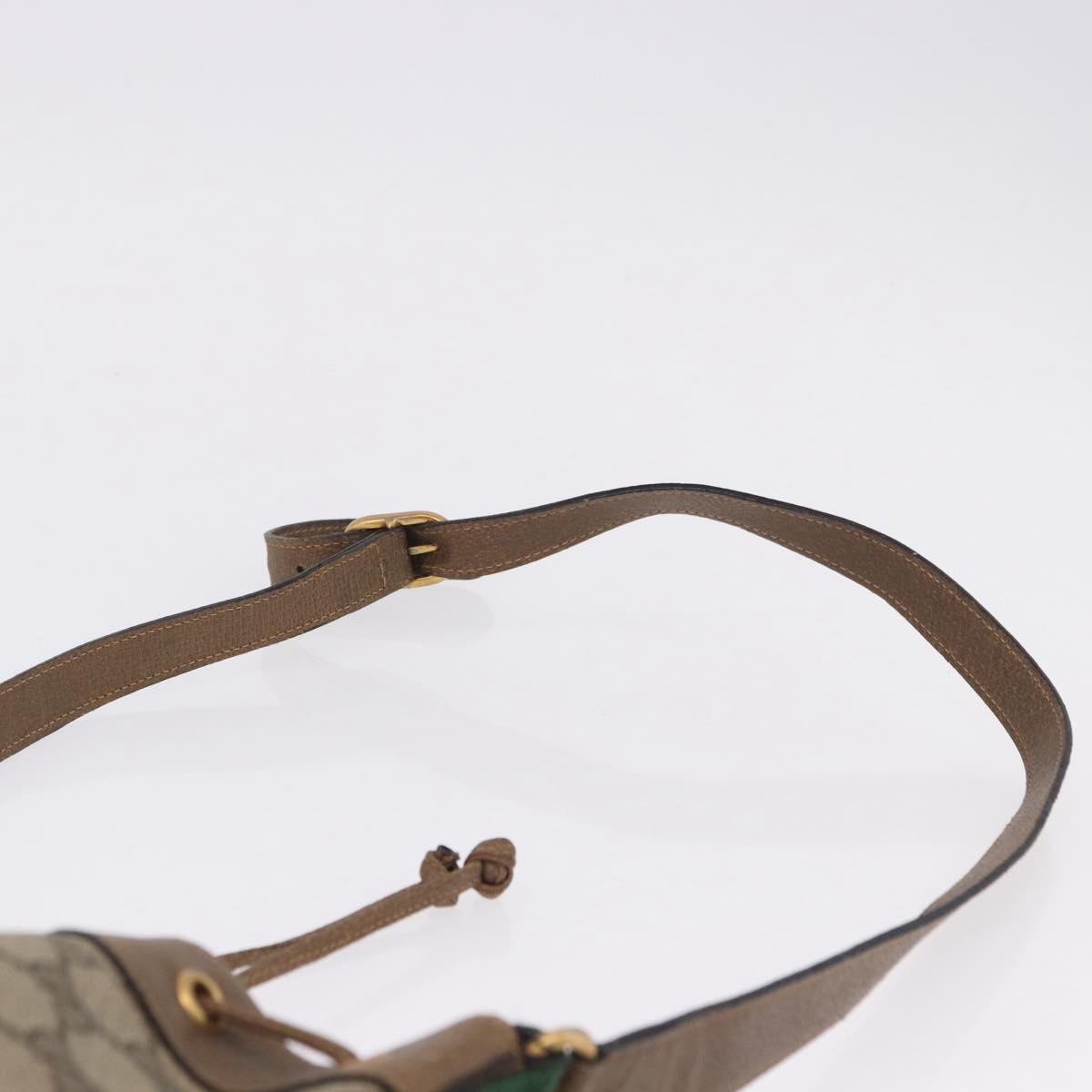 GUCCI GG Supreme Web Sherry Line Bag PVC Beige Gold 41 02 034 Auth 195583