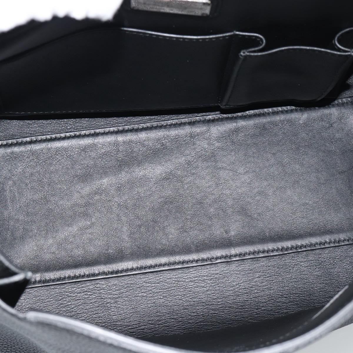 Salvatore Ferragamo Sofia Gancini Hand Bag Leather 2way Black Silver Auth 195584