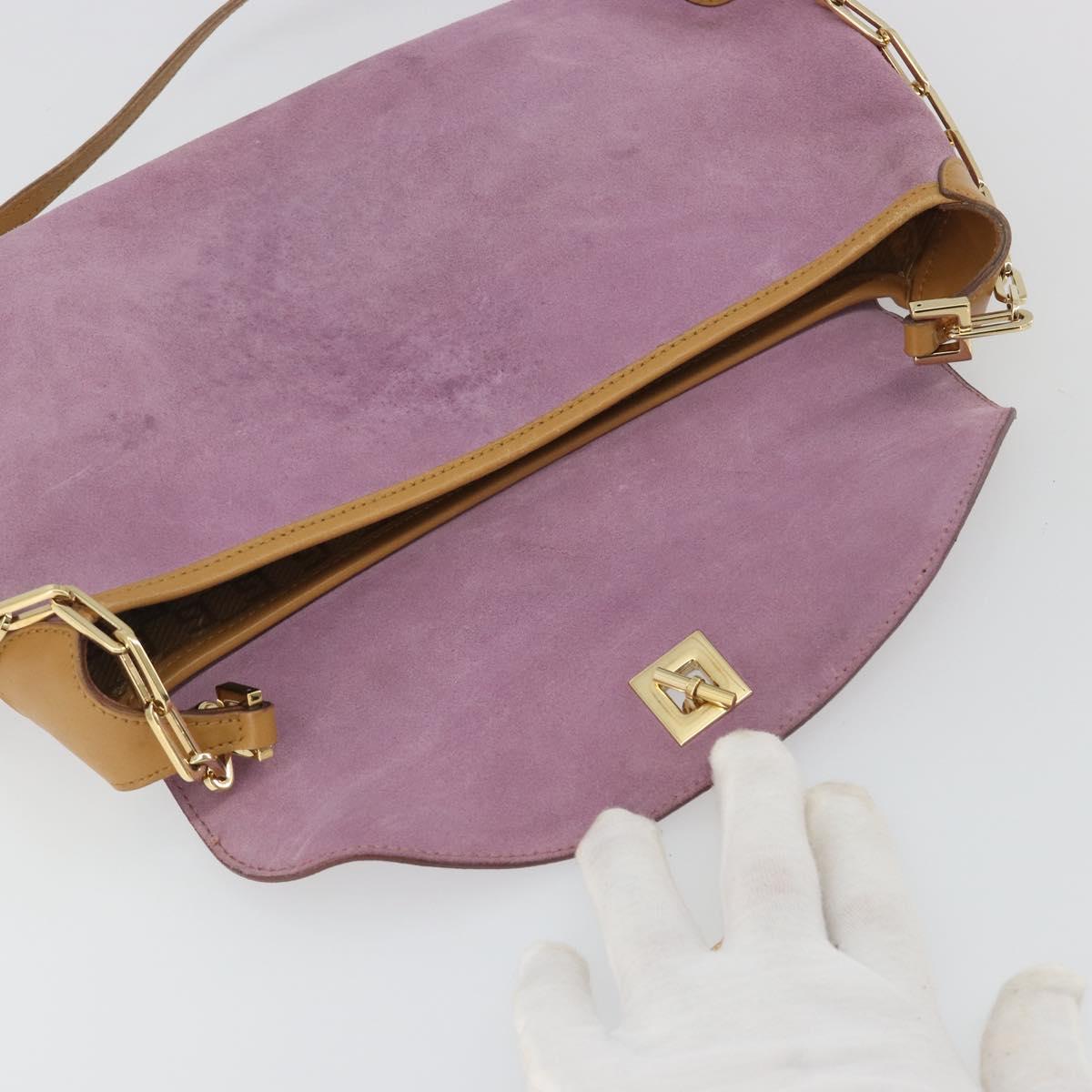 GUCCI Chain Shoulder Bag Suede Purple Gold 001 4113 Auth 195593A