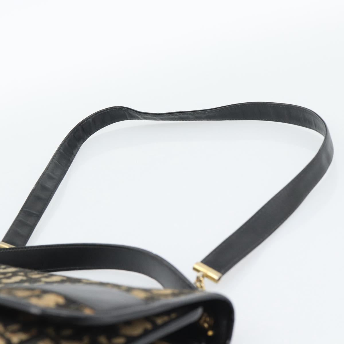Christian Dior Trotter Canvas Shoulder Bag 2way Navy Gold Auth 195594A
