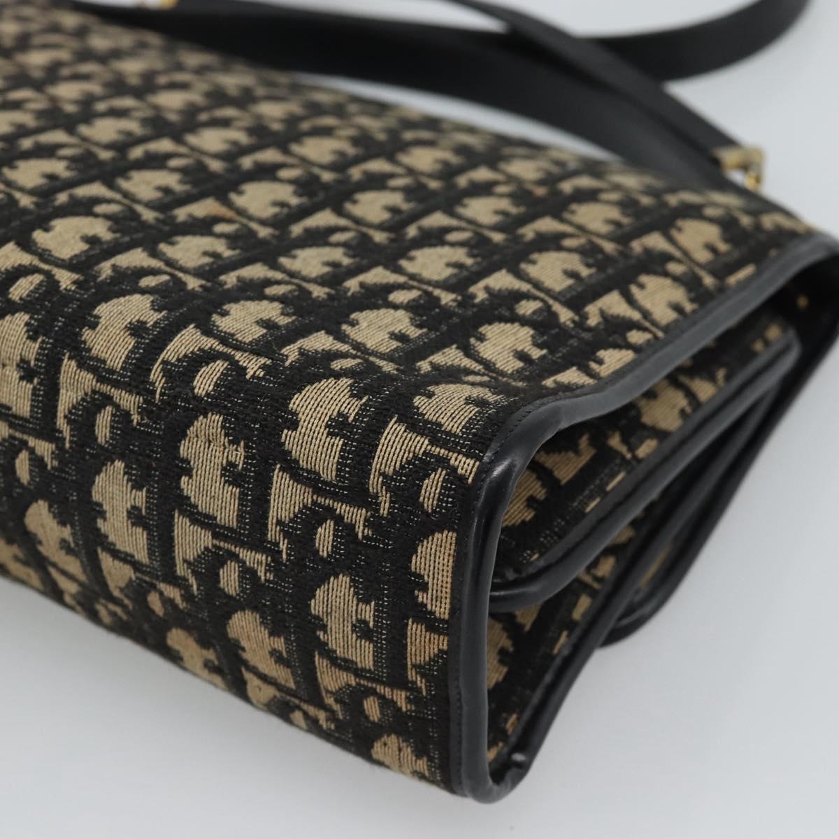 Christian Dior Trotter Canvas Shoulder Bag 2way Navy Gold Auth 195594A