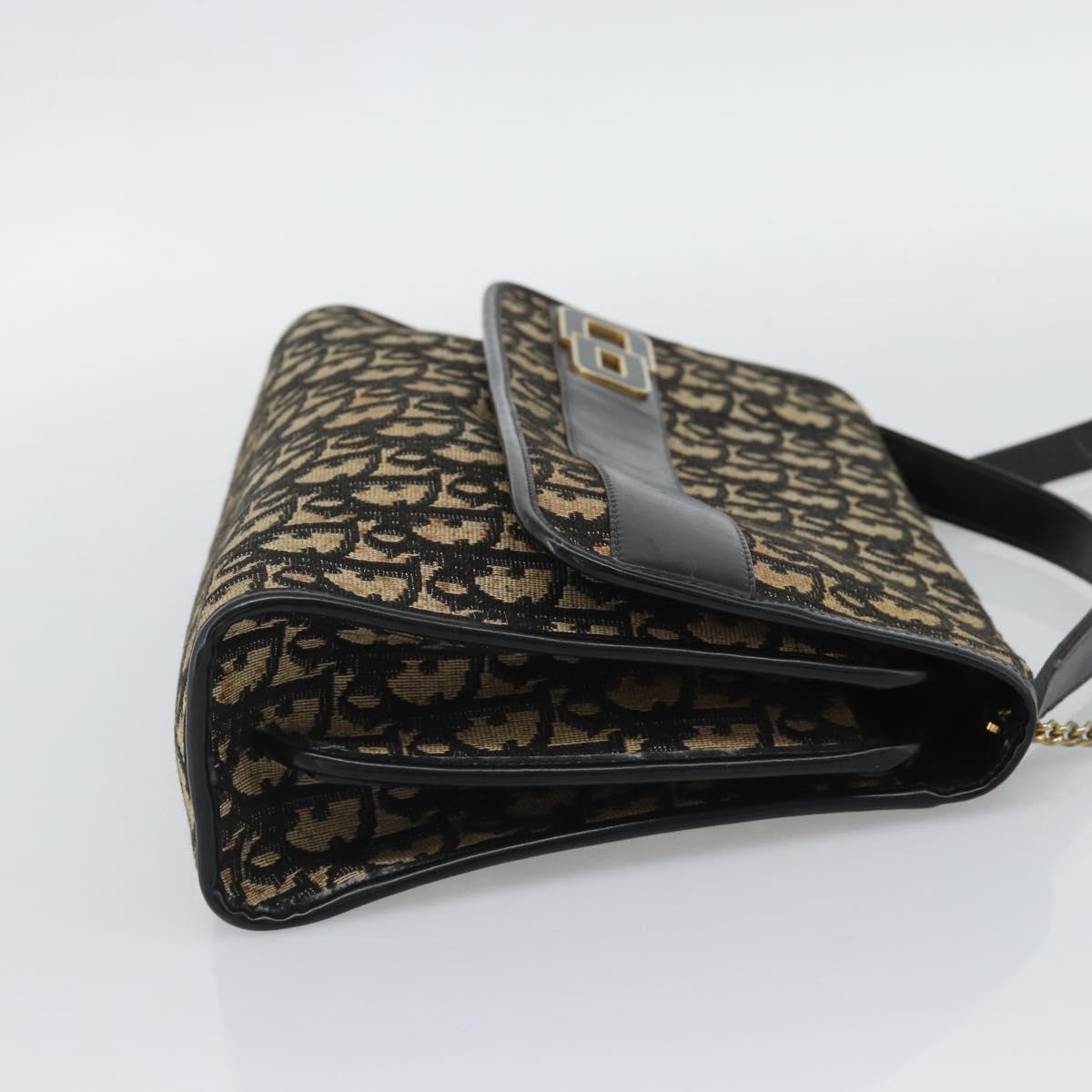 Christian Dior Trotter Canvas Shoulder Bag 2way Navy Gold Auth 195594A