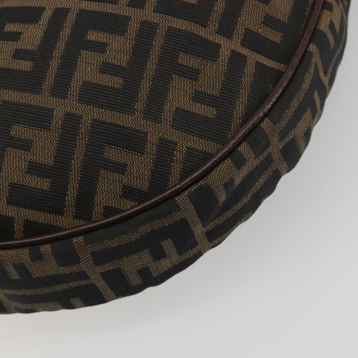 FENDI Zucca Canvas Shoulder Bag Brown Black Auth 195599