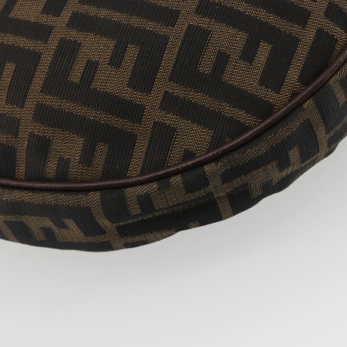 FENDI Zucca Canvas Shoulder Bag Brown Black Auth 195599