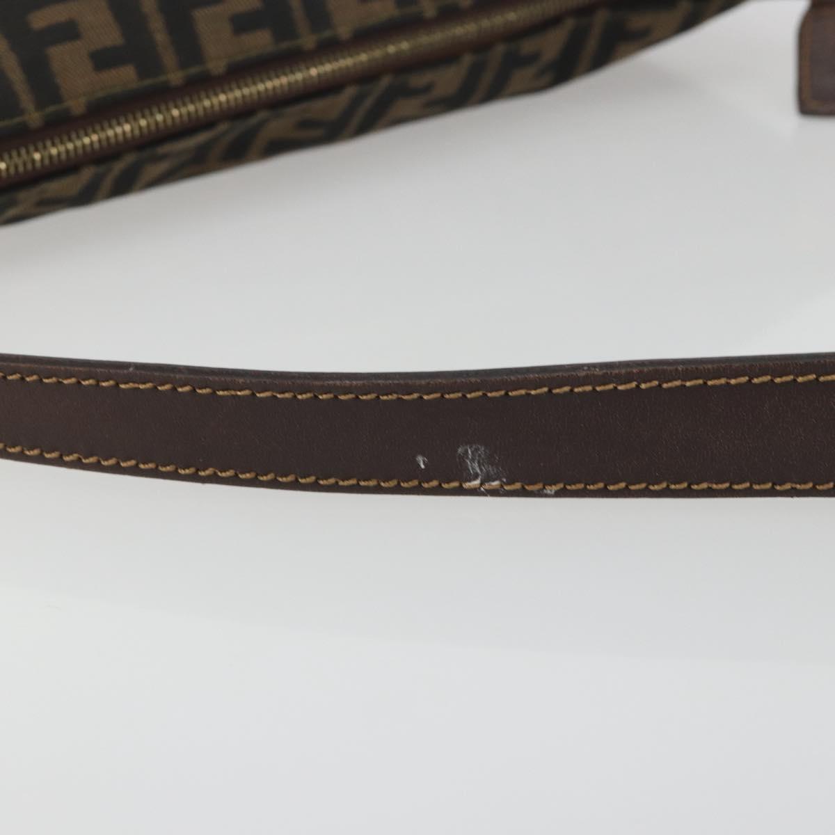 FENDI Zucca Canvas Shoulder Bag Brown Black Auth 195599