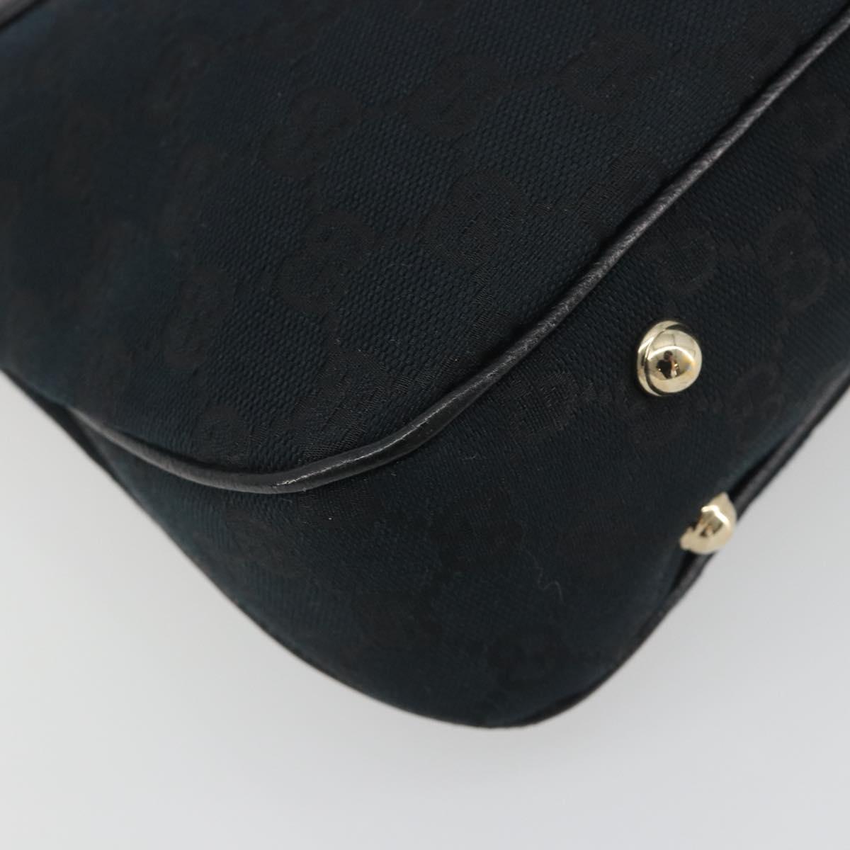 GUCCI GG Canvas Bamboo Shoulder Bag Black Gold 137378 Auth 195600V