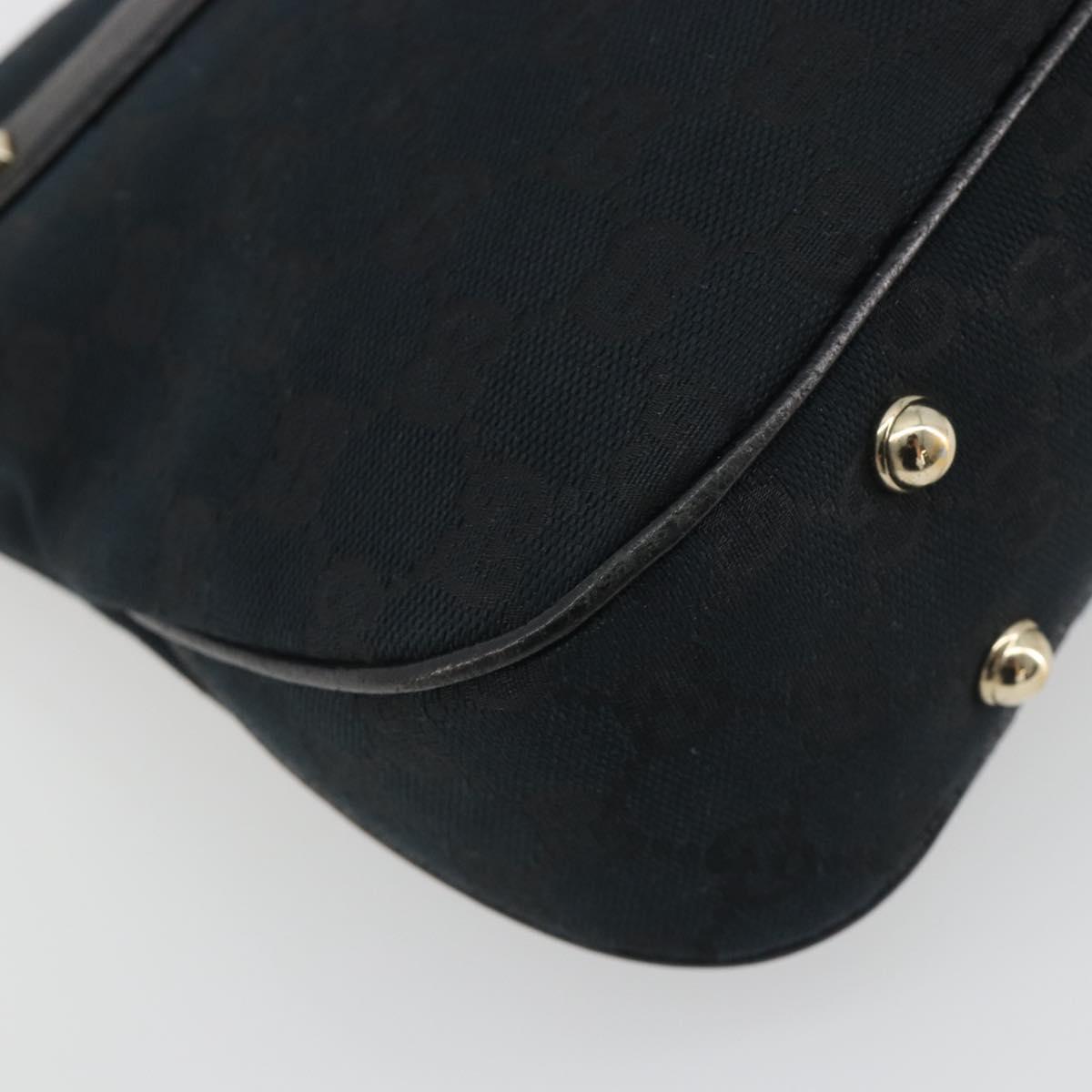 GUCCI GG Canvas Bamboo Shoulder Bag Black Gold 137378 Auth 195600V