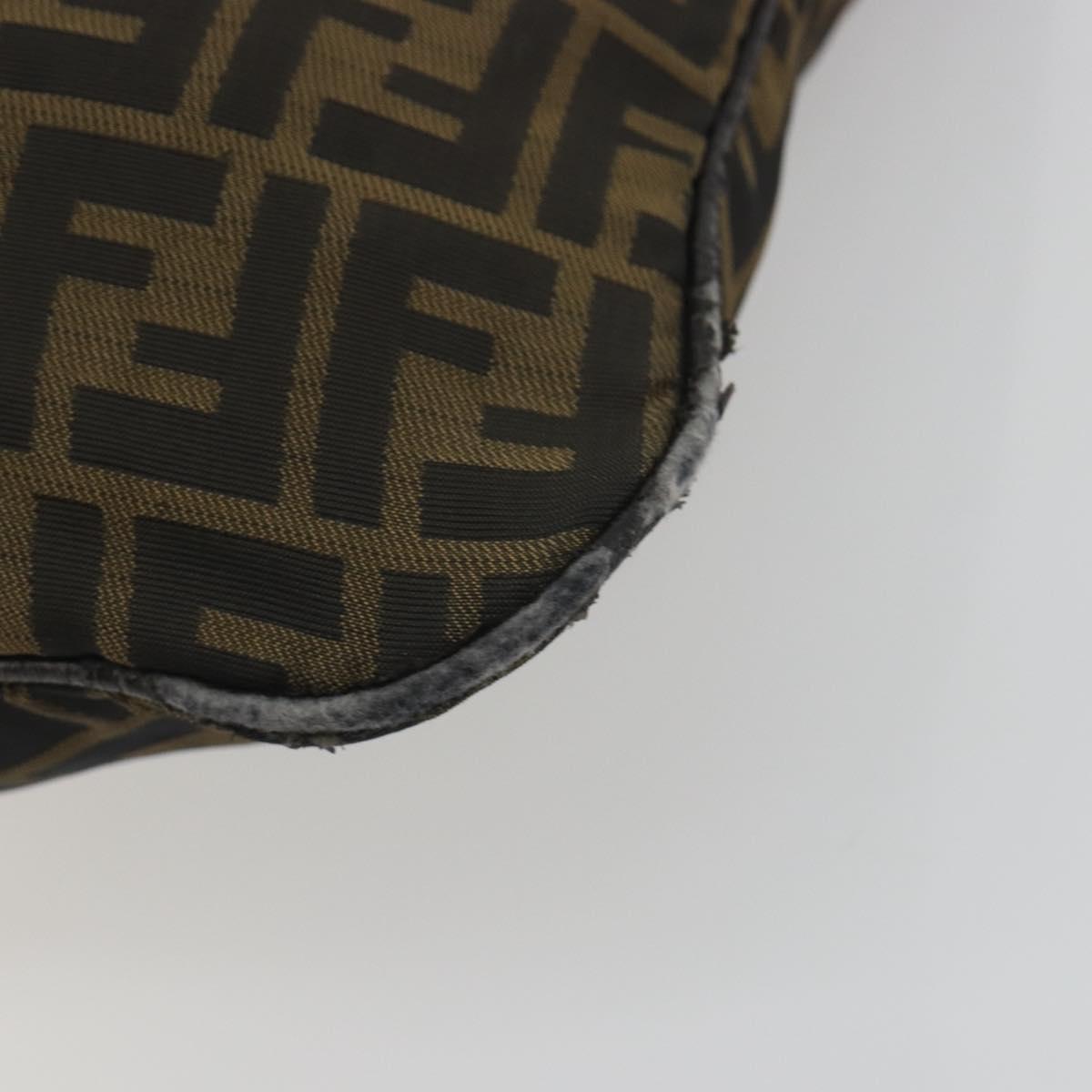 FENDI Zucca Canvas Shoulder Bag Brown Black Auth 195603