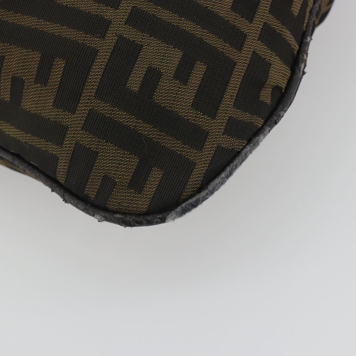 FENDI Zucca Canvas Shoulder Bag Brown Black Auth 195603