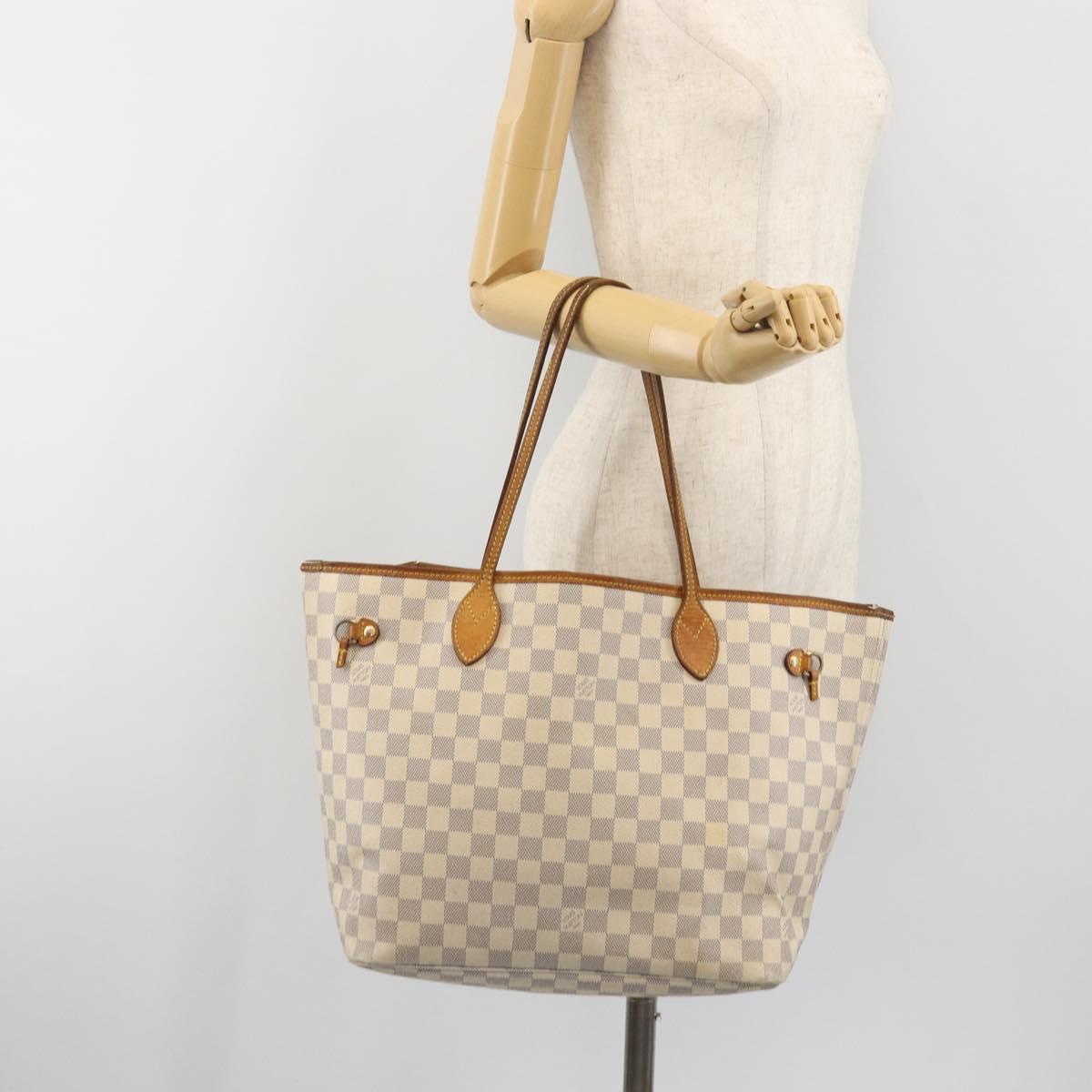 LOUIS VUITTON Damier Azur Neverfull MM Tote Bag N41605 LV Auth 195607