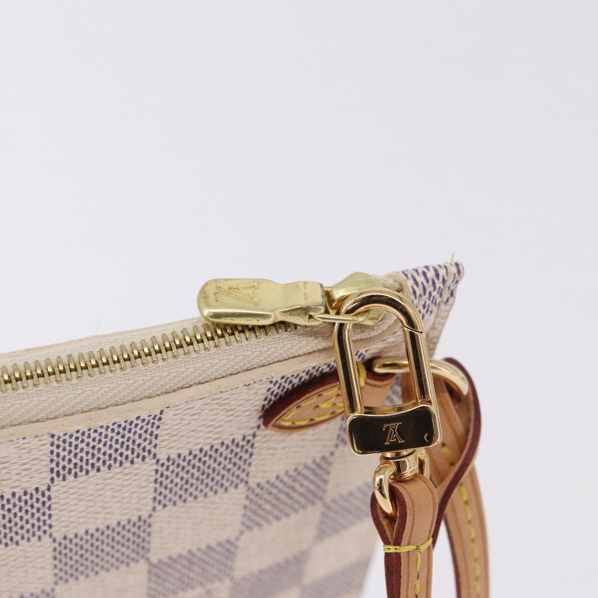 LOUIS VUITTON Damier Azur Neverfull MM Pouch Pouch LV Auth 195608V