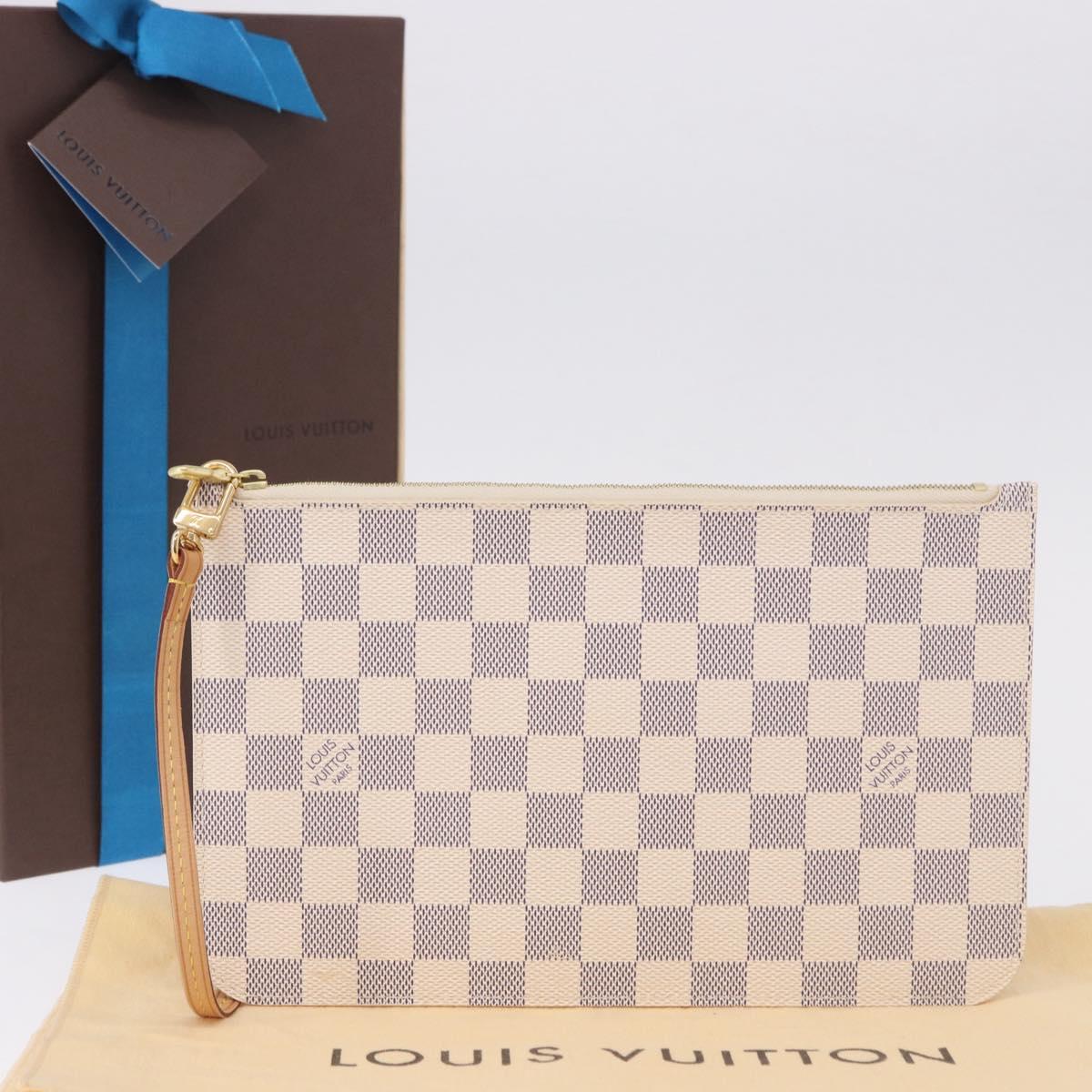 LOUIS VUITTON Damier Azur Neverfull MM Pouch Pouch LV Auth 195608V