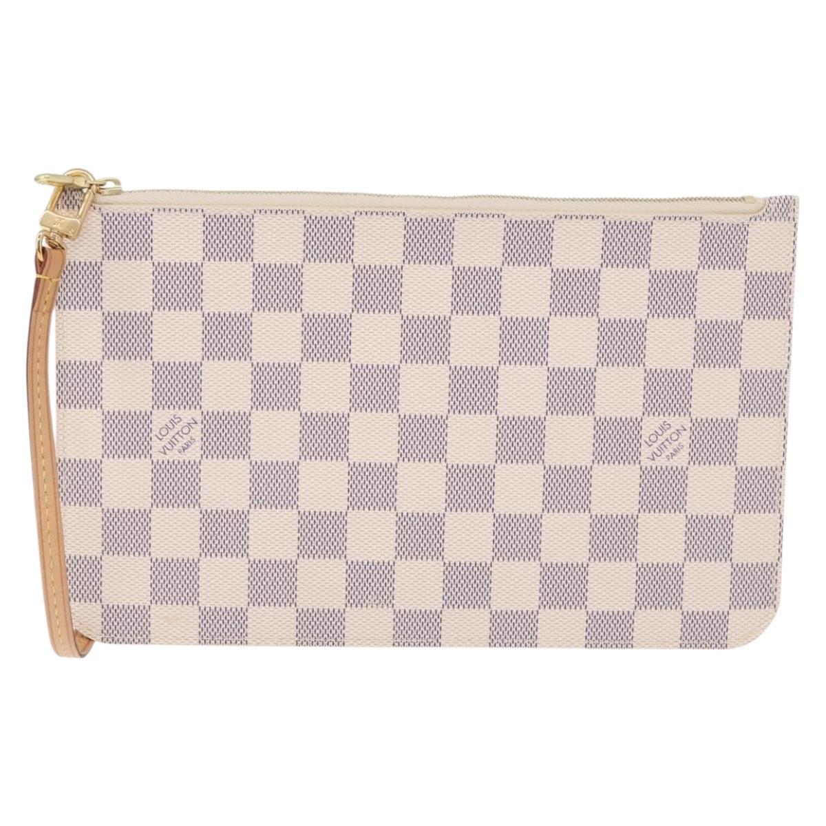 LOUIS VUITTON Damier Azur Neverfull MM Pouch Pouch LV Auth 195608V