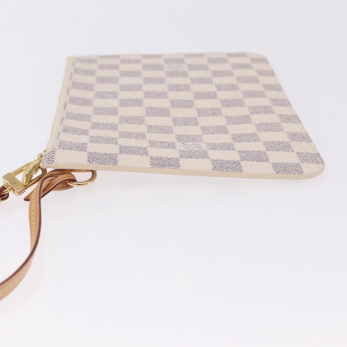 LOUIS VUITTON Damier Azur Neverfull MM Pouch Pouch LV Auth 195608V