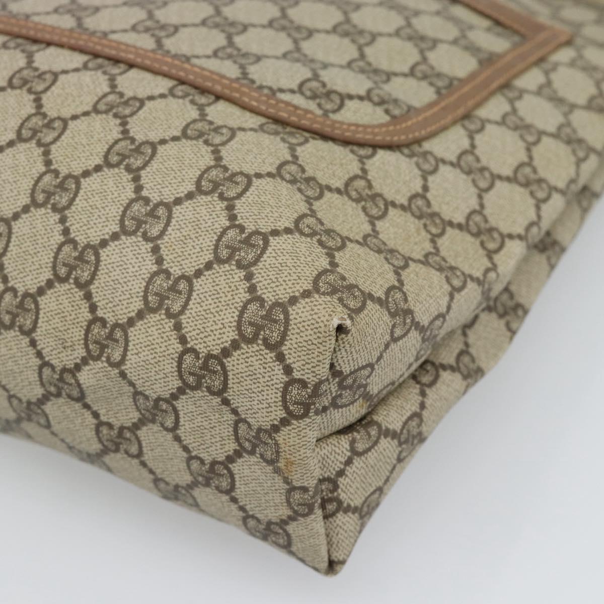 GUCCI GG Supreme Web Sherry Line Tote Bag PVC Beige Gold Auth 195609