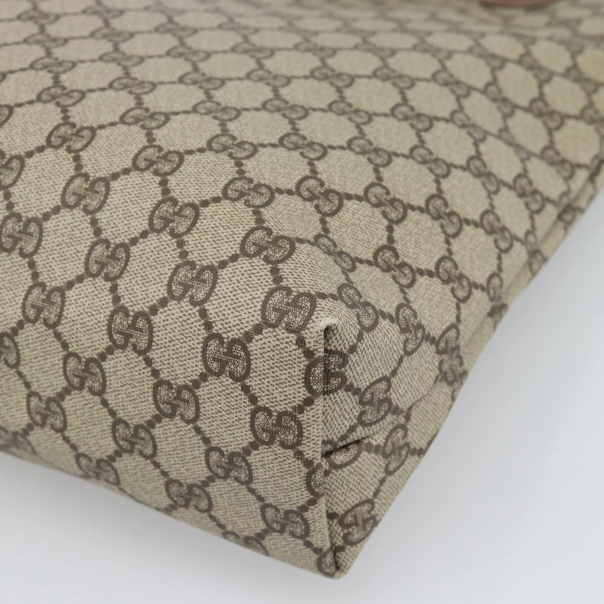 GUCCI GG Supreme Web Sherry Line Tote Bag PVC Beige Gold Auth 195609