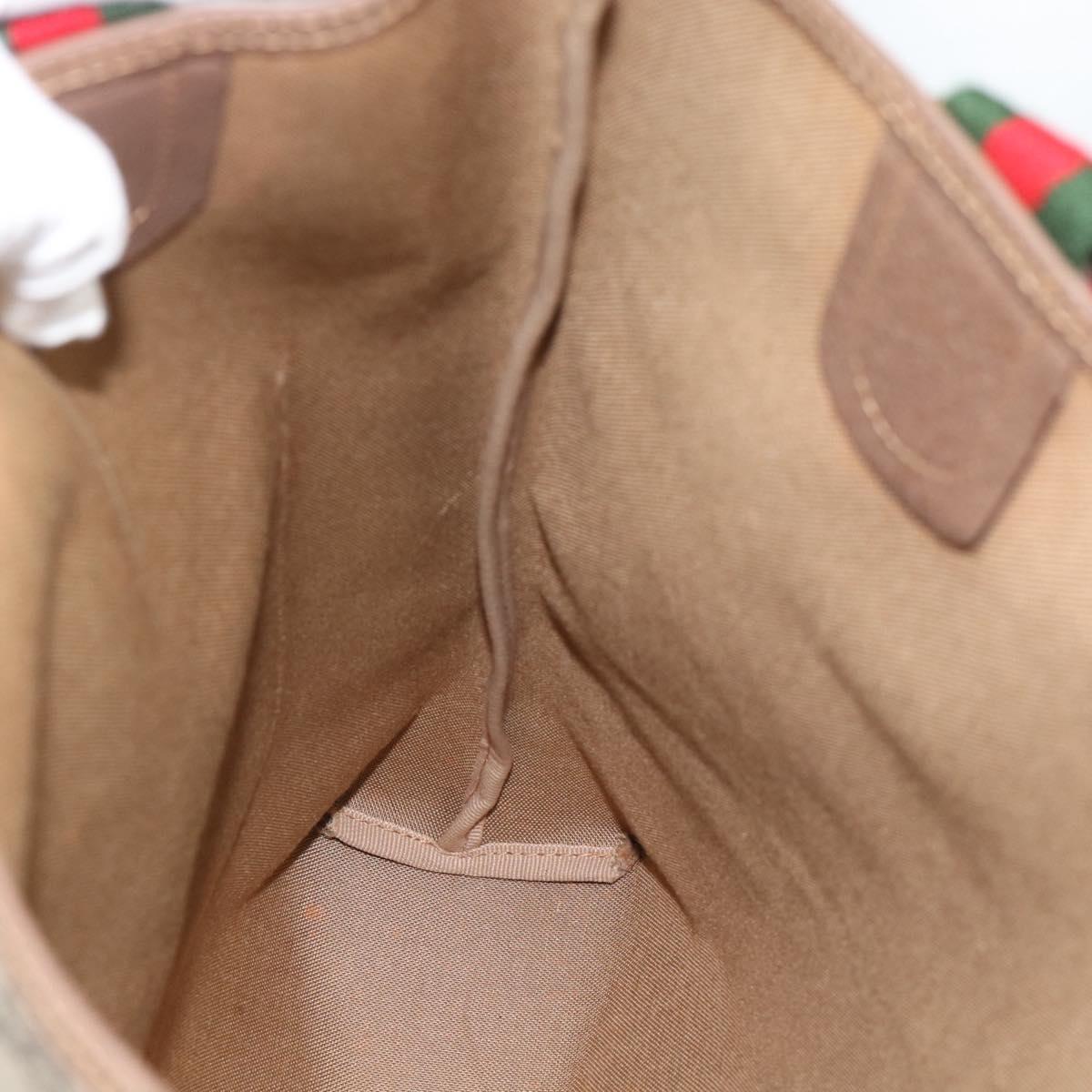 GUCCI GG Supreme Web Sherry Line Tote Bag PVC Beige Gold Auth 195609