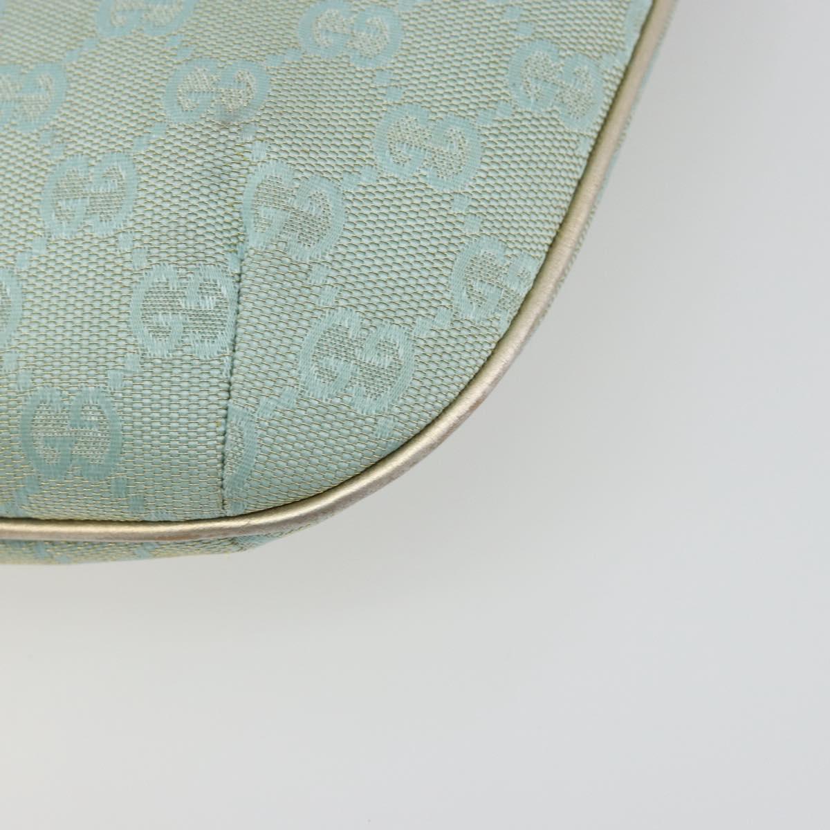 GUCCI GG Canvas Shoulder Bag Light Blue Gold 005 0813 Auth 195610A