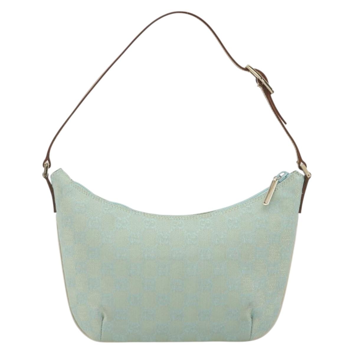 GUCCI GG Canvas Shoulder Bag Light Blue Gold 005 0813 Auth 195610A