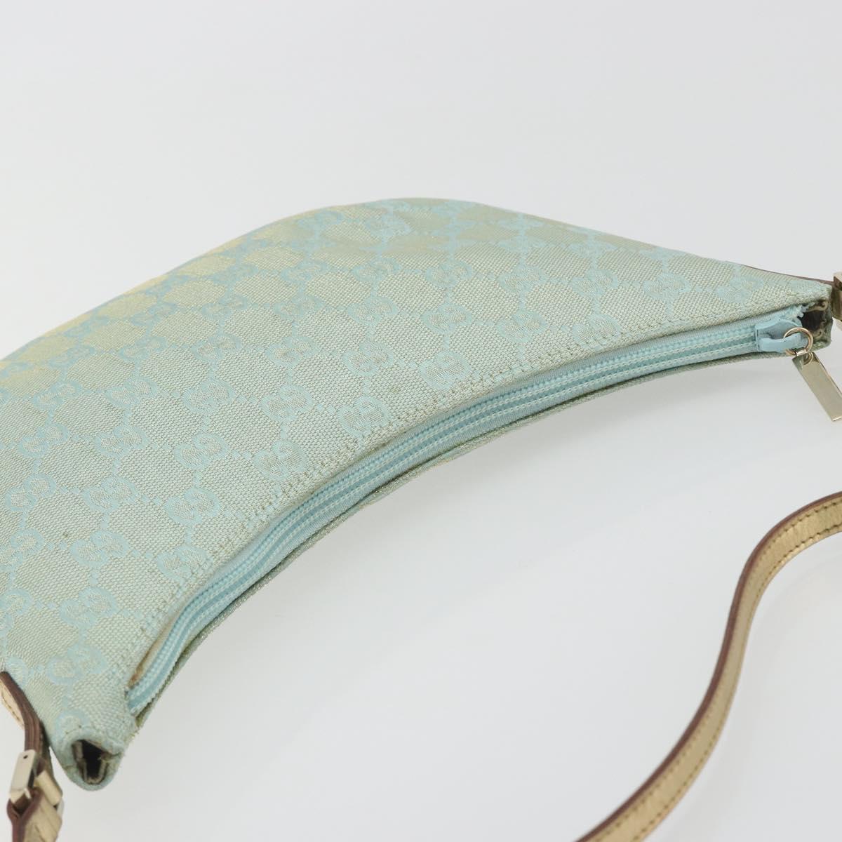 GUCCI GG Canvas Shoulder Bag Light Blue Gold 005 0813 Auth 195610A