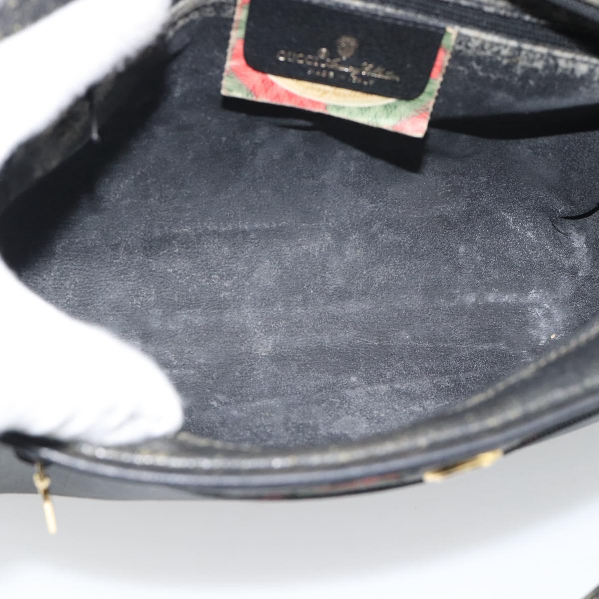 GUCCI GG Supreme Web Sherry Line Bag PVC Black Gold 72 02 088 Auth 195611