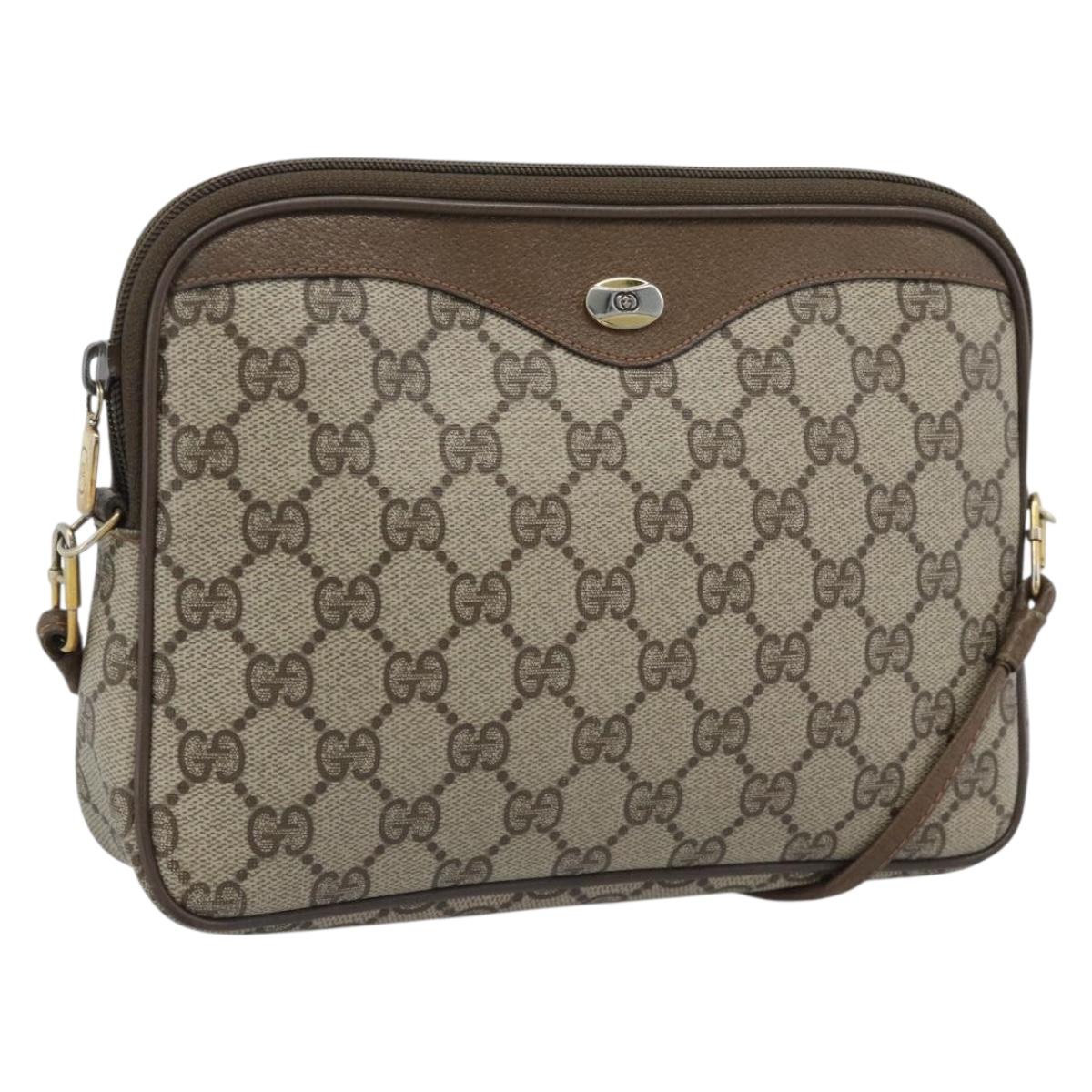 GUCCI GG Supreme Shoulder Bag PVC Beige Gold 89 02 068 Auth 195612