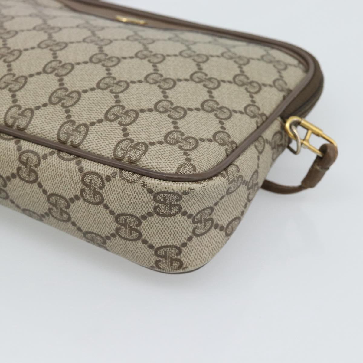 GUCCI GG Supreme Shoulder Bag PVC Beige Gold 89 02 068 Auth 195612