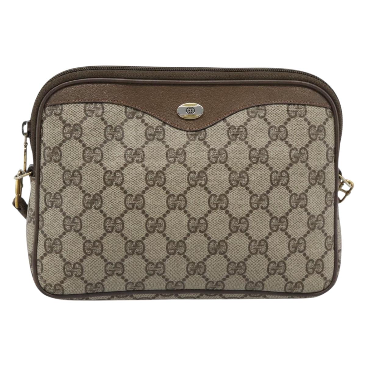 GUCCI GG Supreme Shoulder Bag PVC Beige Gold 89 02 068 Auth 195612