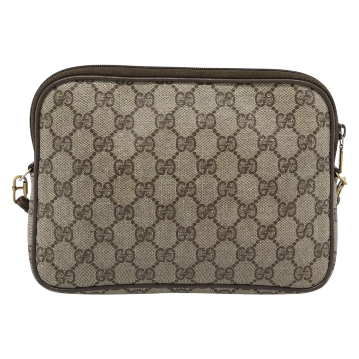 GUCCI GG Supreme Shoulder Bag PVC Beige Gold 89 02 068 Auth 195612