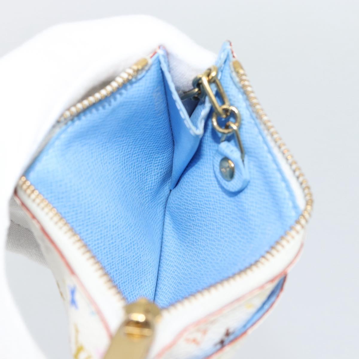 LOUIS VUITTON Monogram Multicolor Pochette Cles NM White M93733 LV Auth 195617V