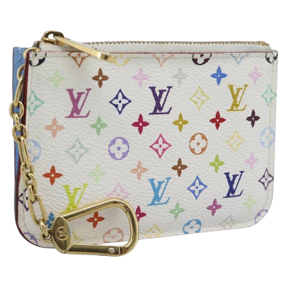 LOUIS VUITTON Monogram Multicolor Pochette Cles NM White M93733 LV Auth 195617V