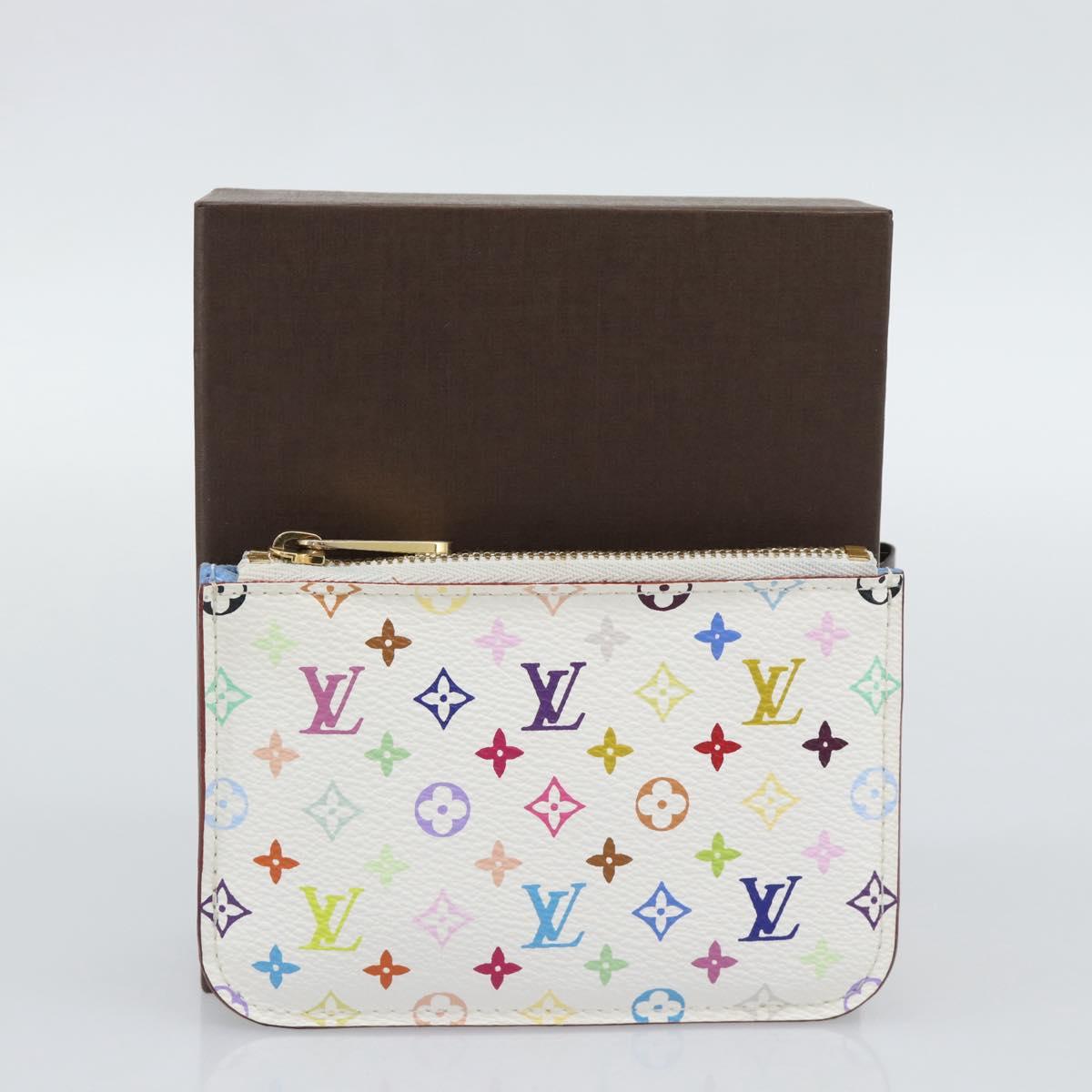 LOUIS VUITTON Monogram Multicolor Pochette Cles NM White M93733 LV Auth 195617V